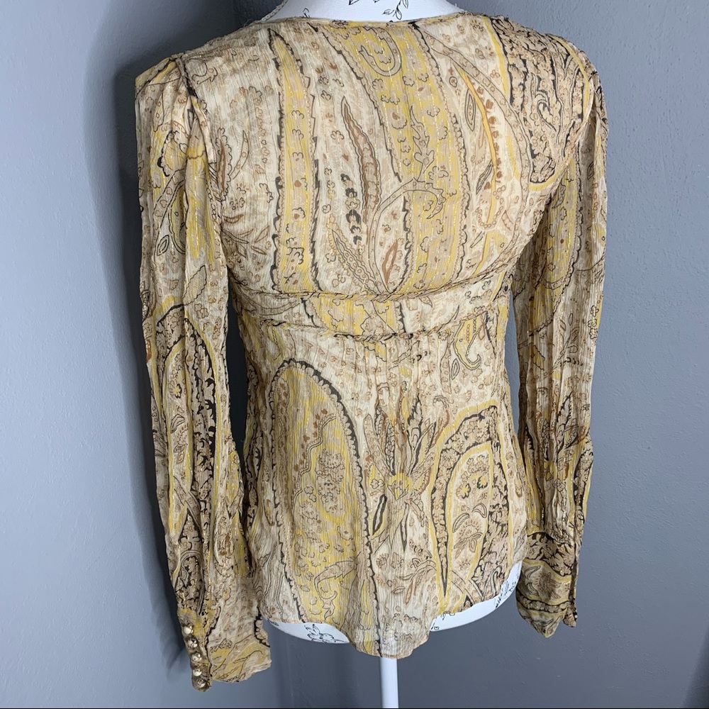 Bcbg Maxazria Women’s Silk Yellow Gold Top Small - Picture 3 of 4